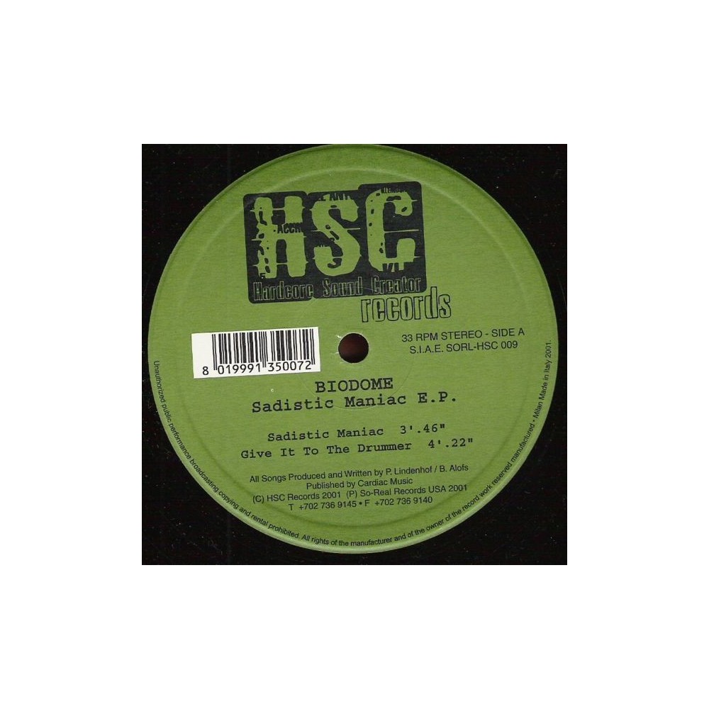 Biodome – Sadistic Maniac E.P(2 MANO,HARDCORE ITALIA¡)