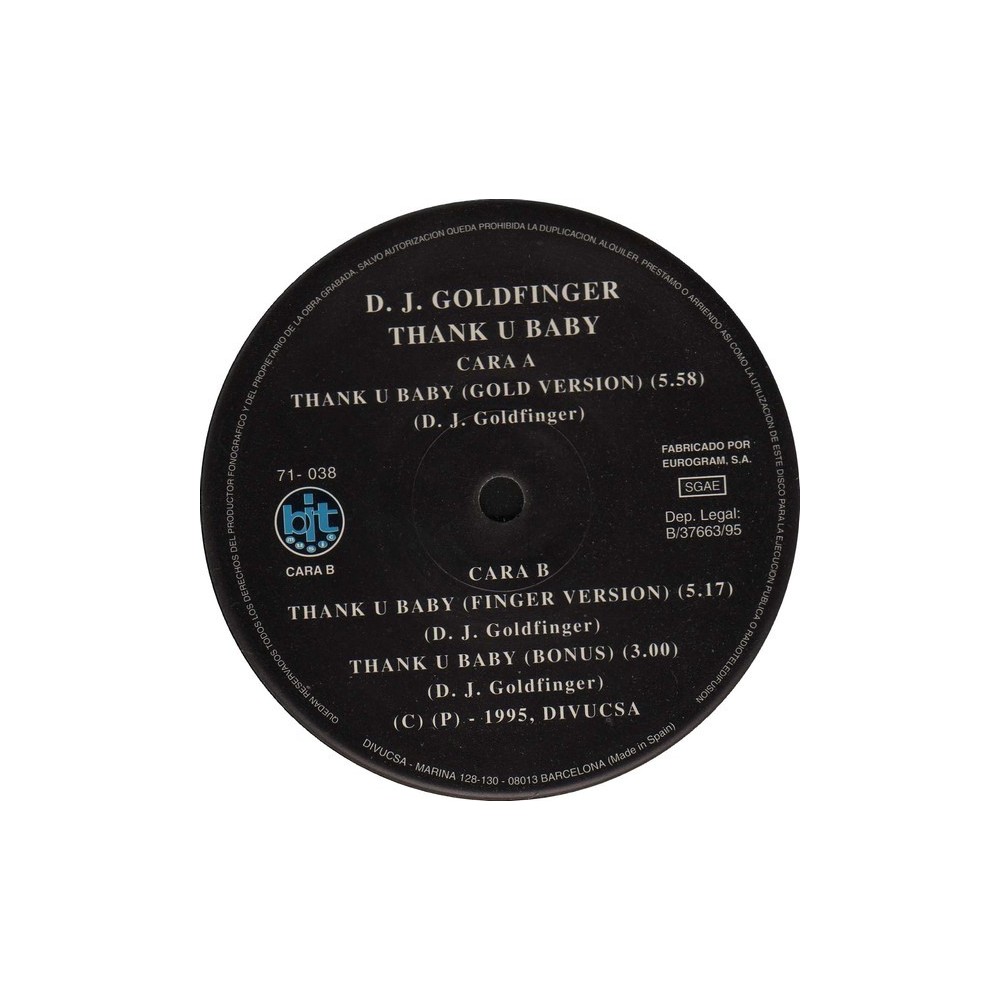 DJ Goldfinger  – Thank U Baby (2 MANO,BASE DEL 95)