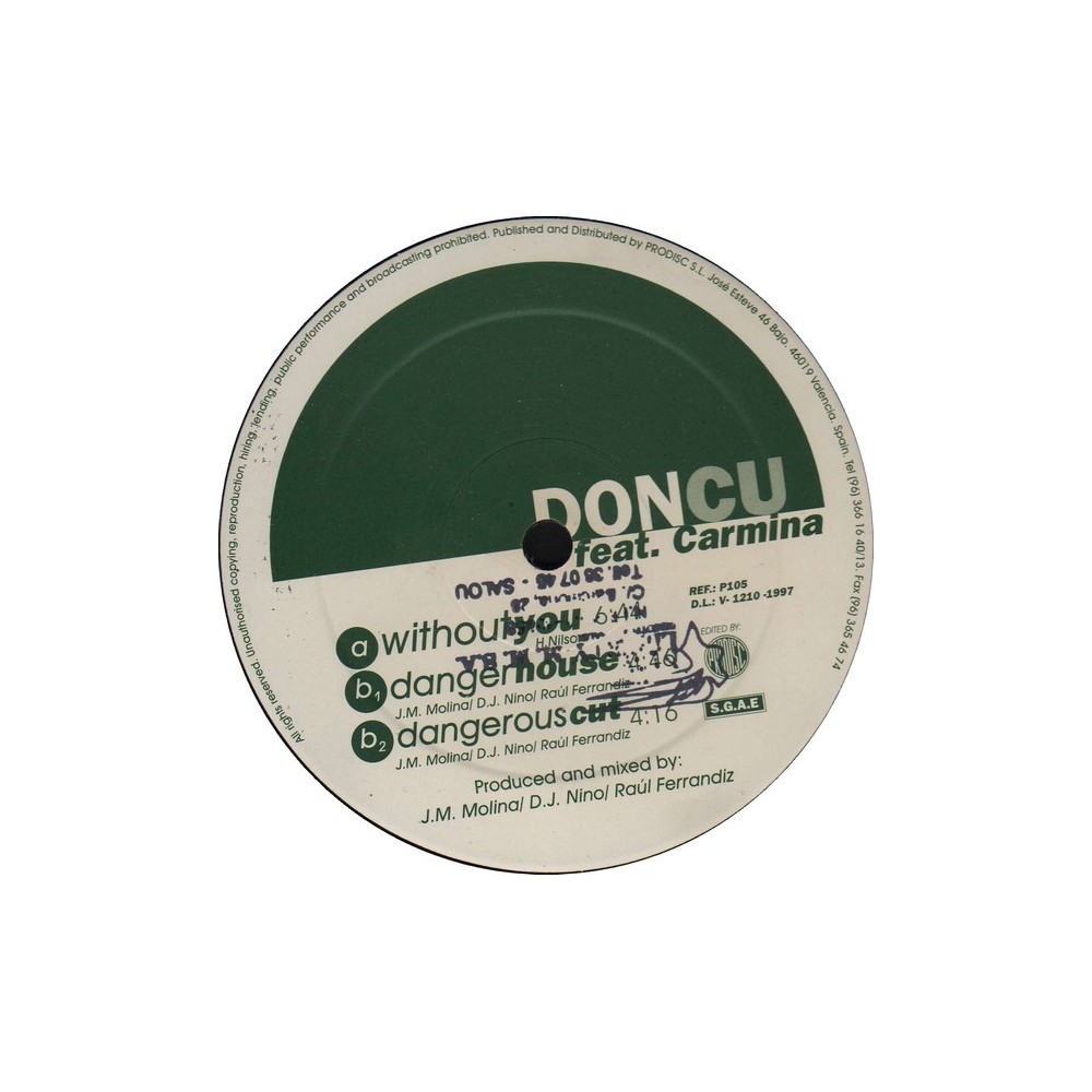 Don Cu feat. Carmina  – Without You (2 MANO,SELLO PRODISC¡¡)