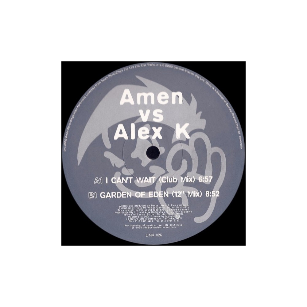 Amen vs. Alex K - I Can't Wait / Garden Of Eden(Sello Dinky,Original¡¡