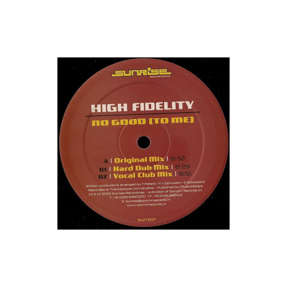 High Fidelity – No Good (To Me) (2 MANO,MELODIA COLISEUM AÑO 2002,COPIA IMPORT¡)