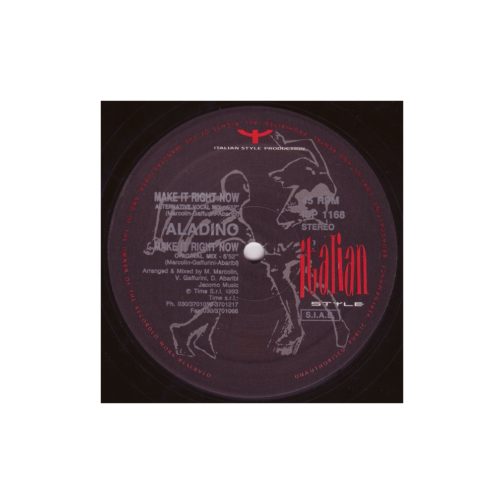 Aladino – Make It Right Now (2 MANO,CANTADITO REMEMBER SELLO ITALIAN STYLE¡¡)