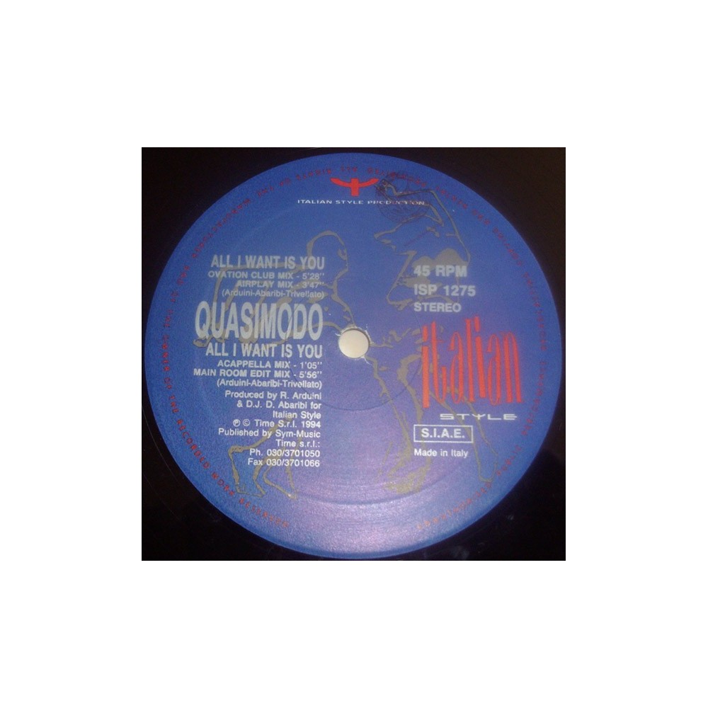 Quasimodo - All I Want Is You(2 MANO,PELOTAZO REMEMBER ITALO-DANCE,COPIA IMPORT¡)