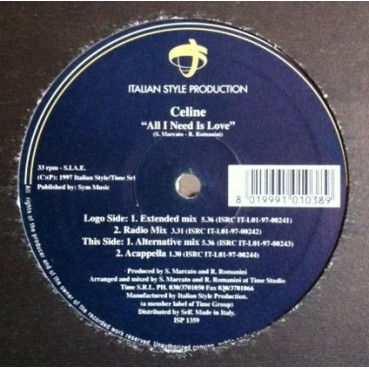 Celine  ‎– All I Need Is Love (TEMAZO¡¡)