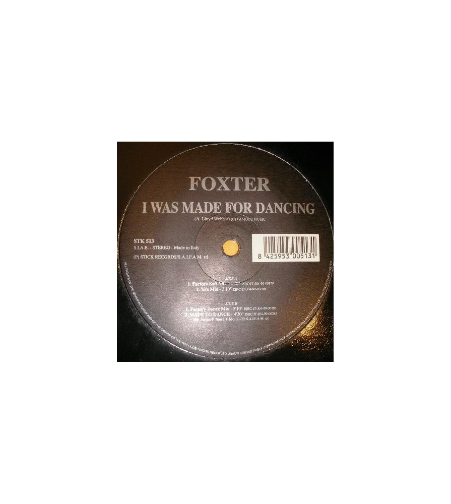 Foxter ‎– I Was Made For Dancing