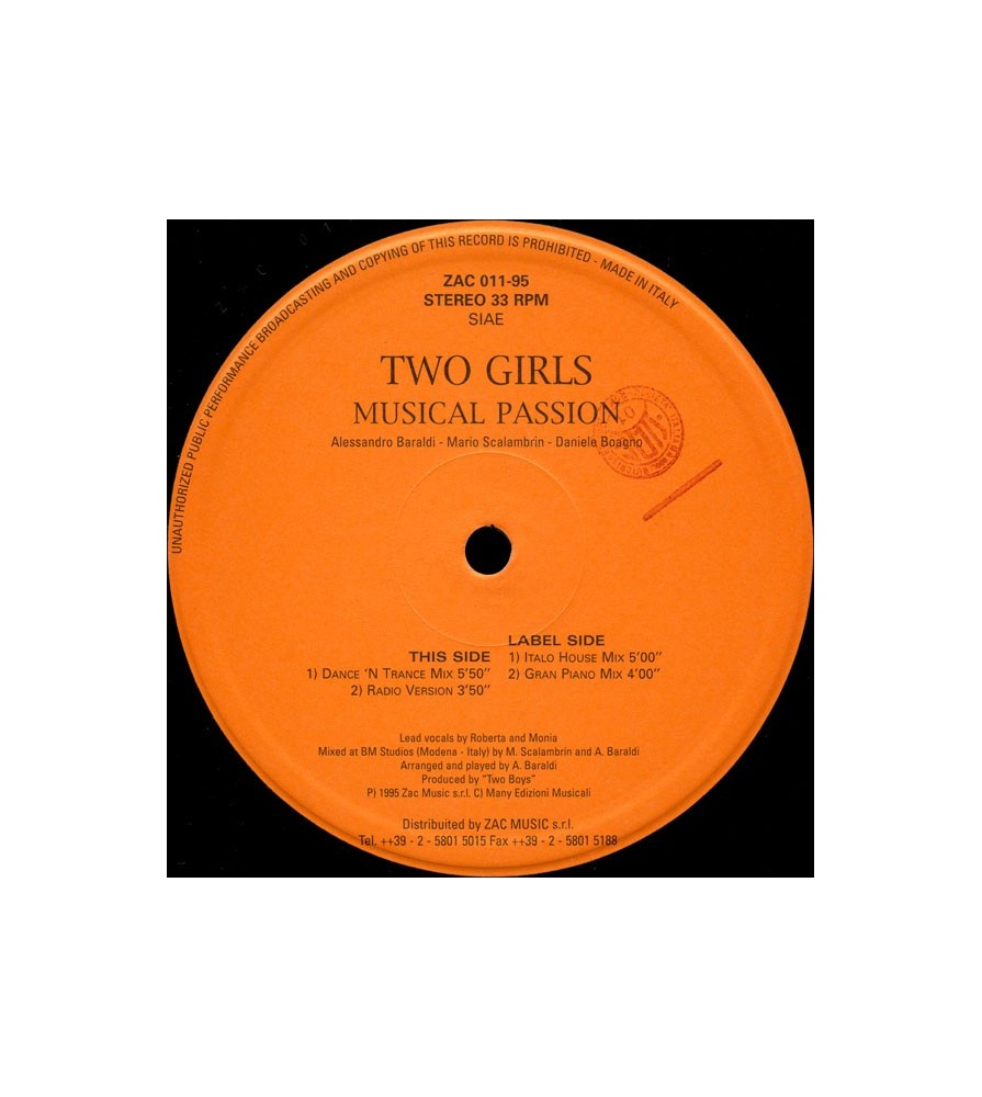 Two Girls  ‎– Musical Passion (JOYA¡)