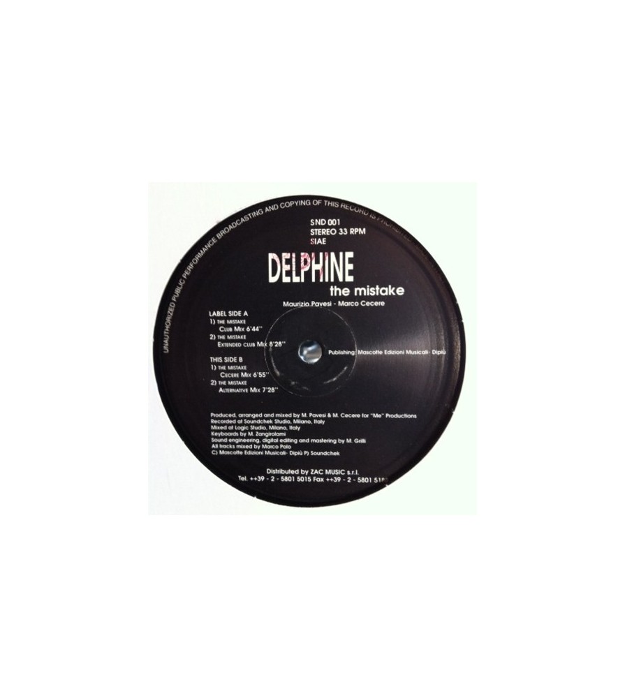 Delphine  ‎– The Mistake (VERSIÓN DEL FAMOSO THE DREAM)