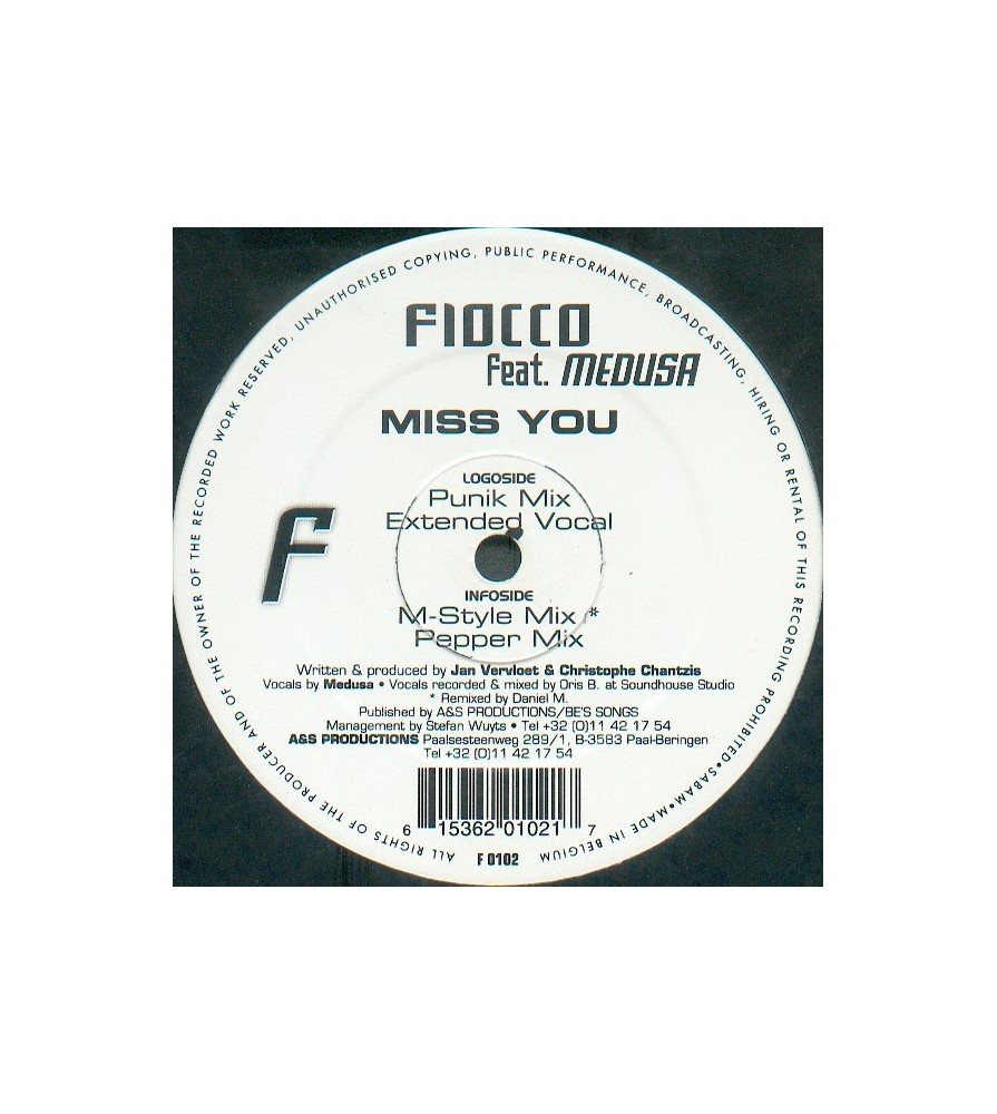 Fiocco Feat. Medusa  ‎– Miss You 