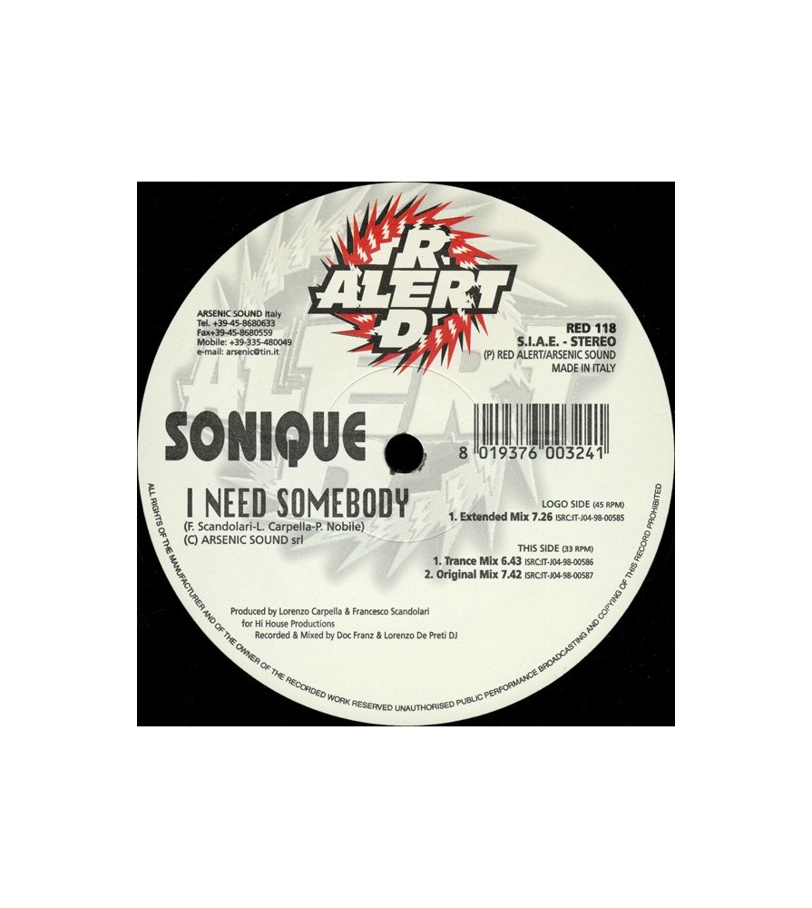Sonique ‎– I Need Somebody 