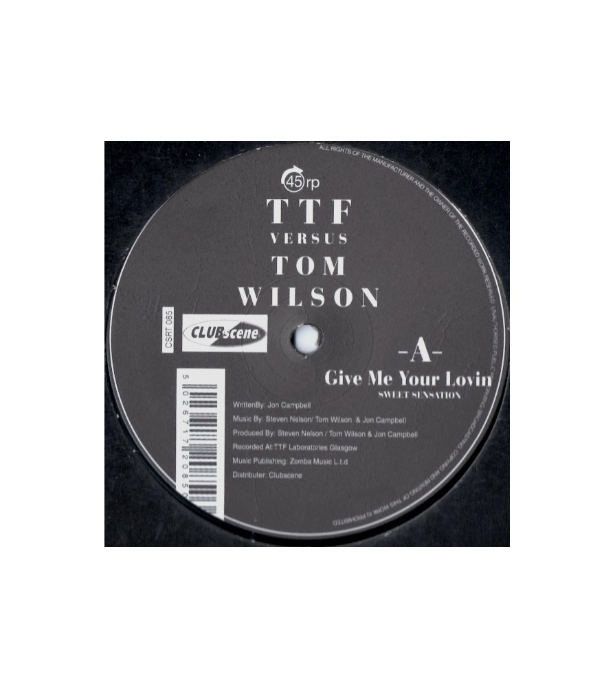 TTF versus Tom Wilson ‎– Give Me Your Lovin (Sweet Sensation) 
