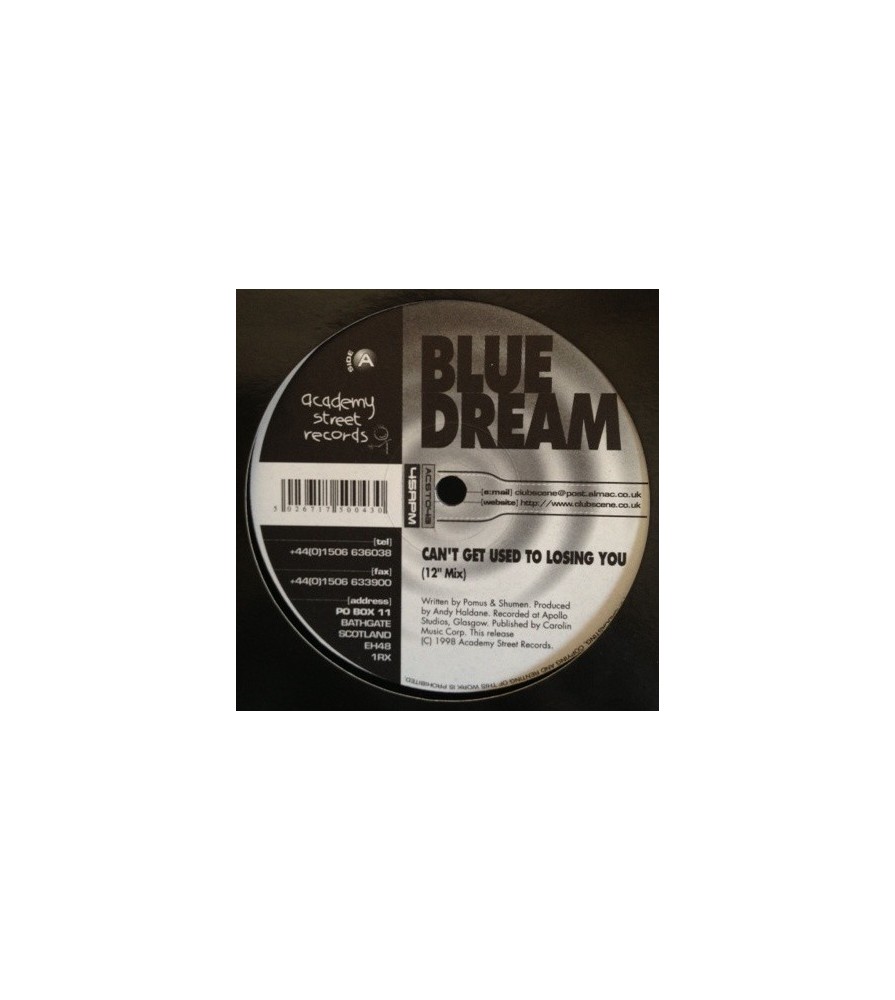 Blue Dream ‎– Can't Get Used To Losing You