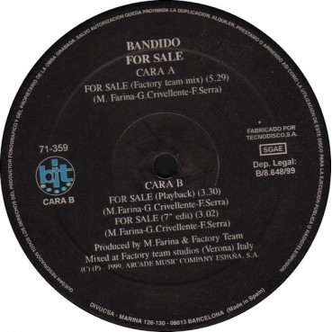 Bandido - For Sale(TEMAZO¡¡ DISCO NUEVO CON PORTADA ORIGNAL¡¡)