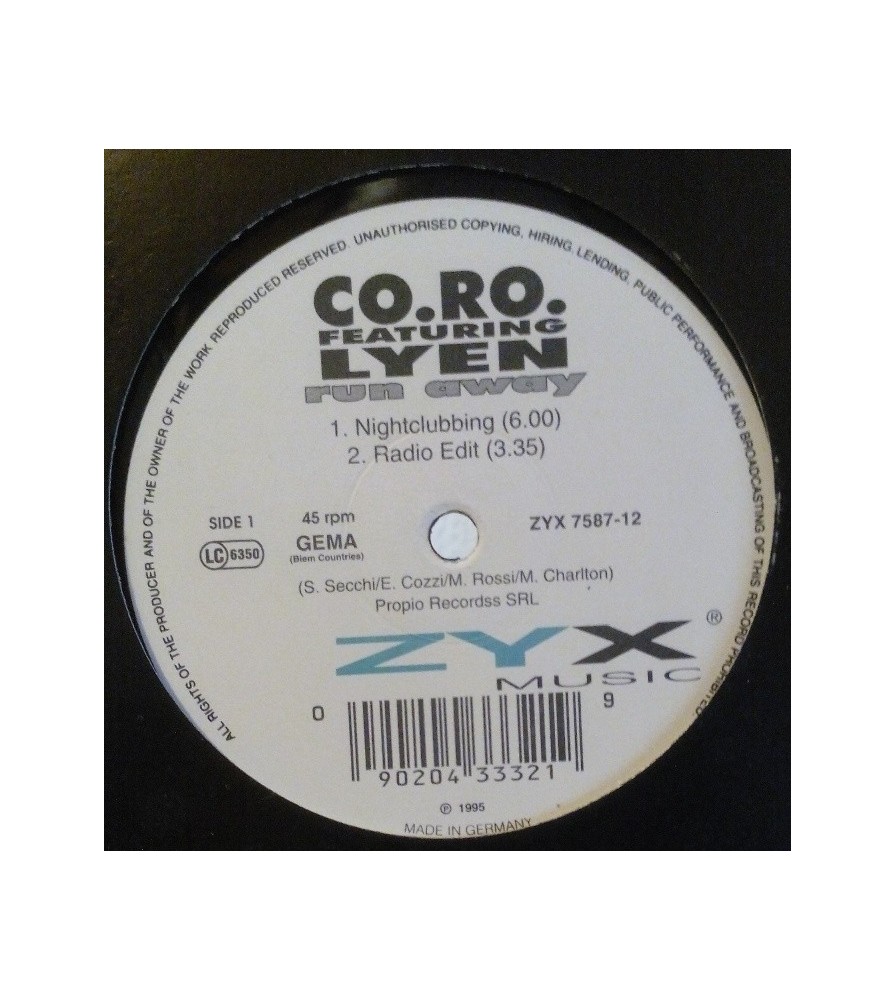 Coro Featuring Lyen ‎– Run Away (ZYX MUSIC)