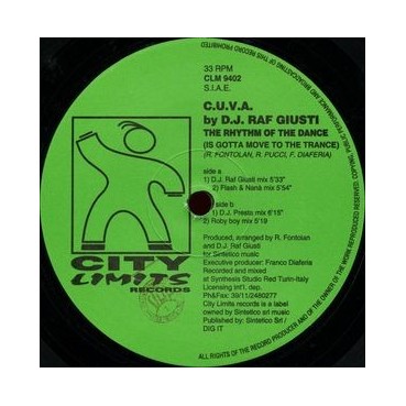 C.U.V.A By D.J. Raf Giusti ‎– The Rhythm Of The Dance (Is Gotta Move To The Trance) 