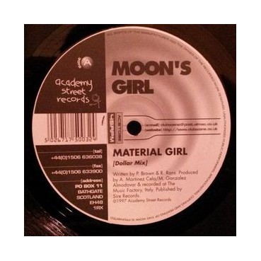 Moon's Girl ‎– Material Girl (ACADEMY STREET RECORDS!)