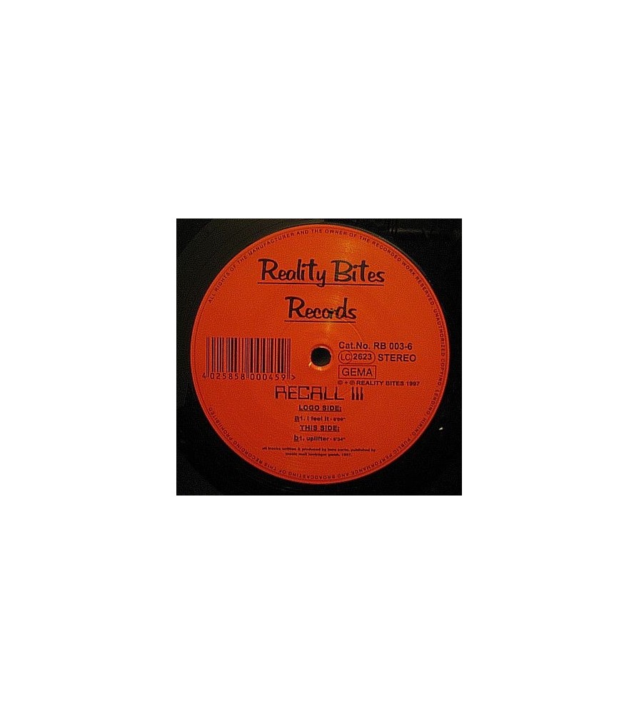 Recall III ‎– I Feel It / Uplifter 