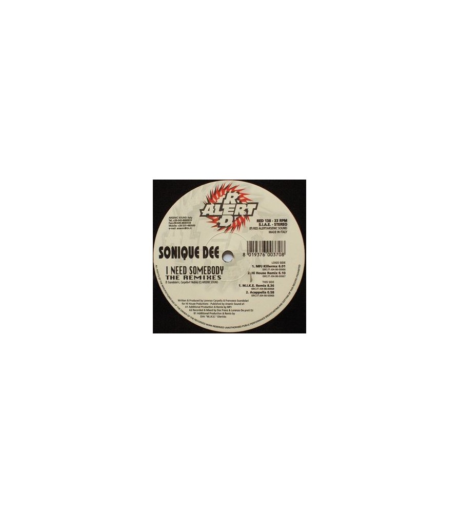 Sonique Dee ‎– I Need Somebody (The Remixes) 