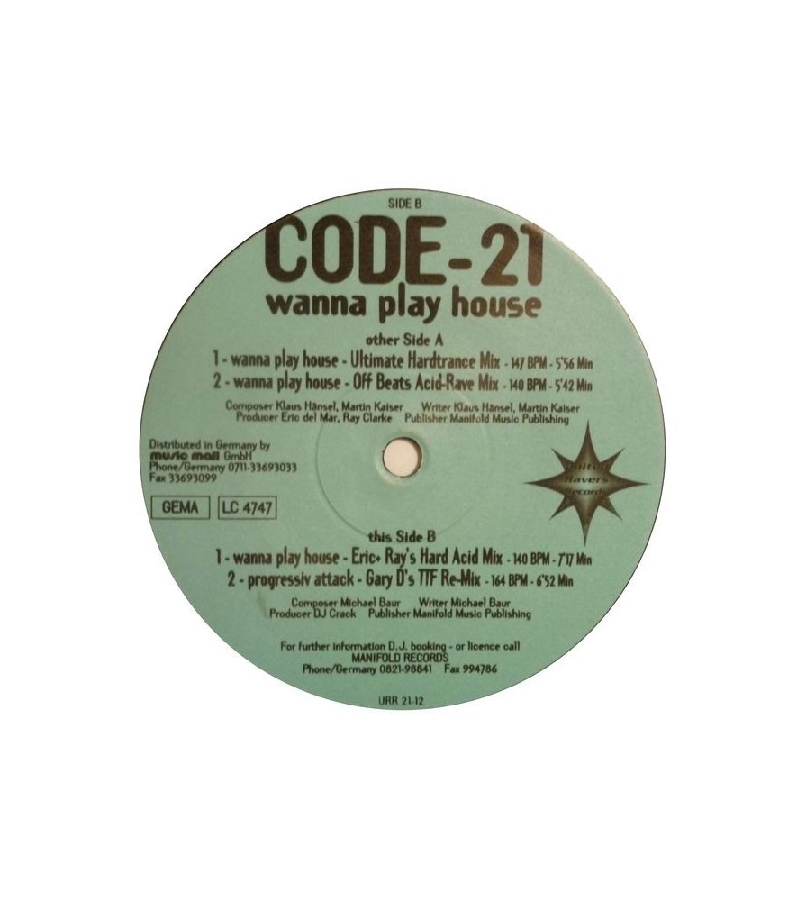  Code-21 ‎– Wanna Play House (UNITED RAVERS)