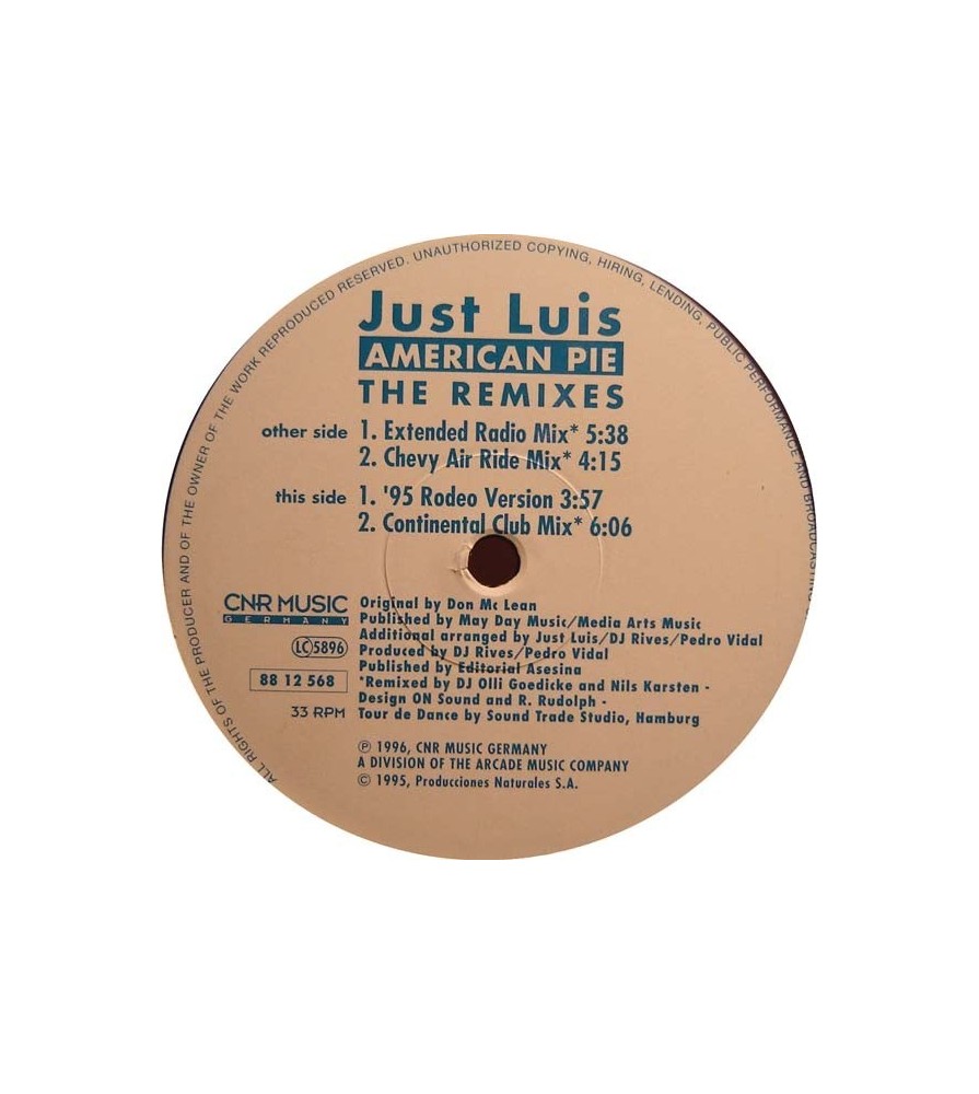  Just Luis ‎– American Pie (The Remixes) 