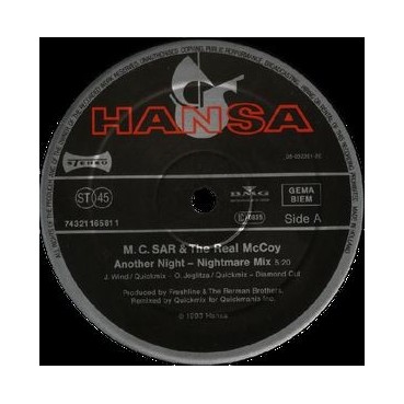 M.C. Sar & The Real McCoy ‎– Another Night (Remix) 