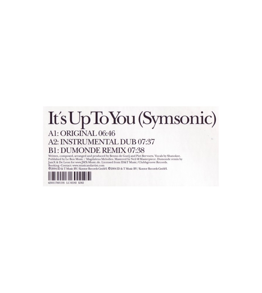 Rank 1 ‎– It's Up To You (Symsonic) 