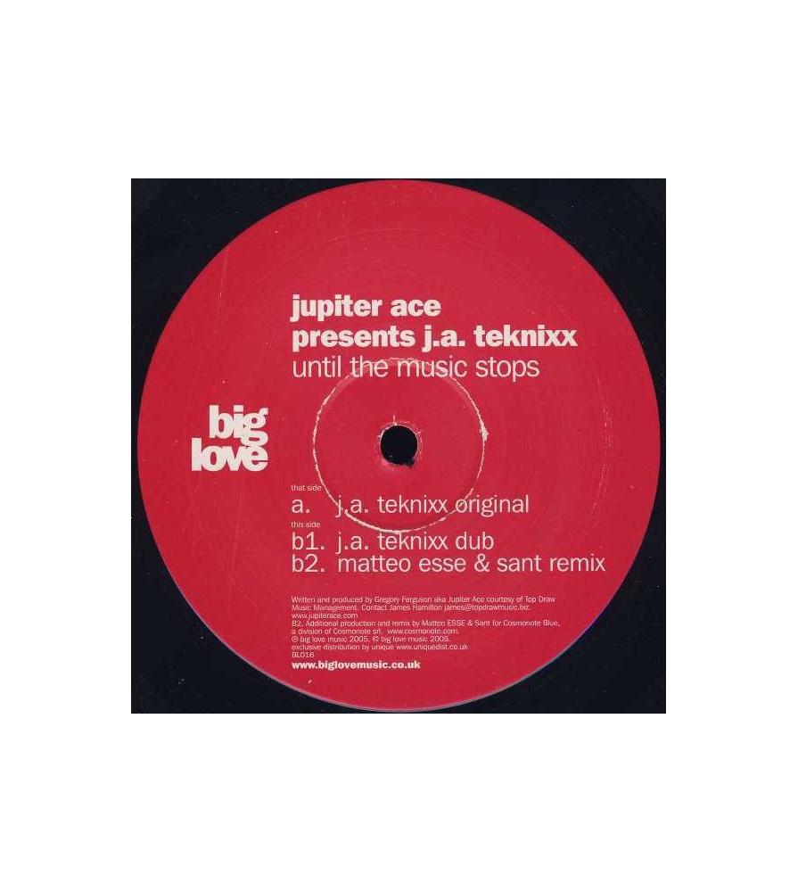 Jupiter Ace Presents J.A. Teknixx ‎– Until The Music Stops