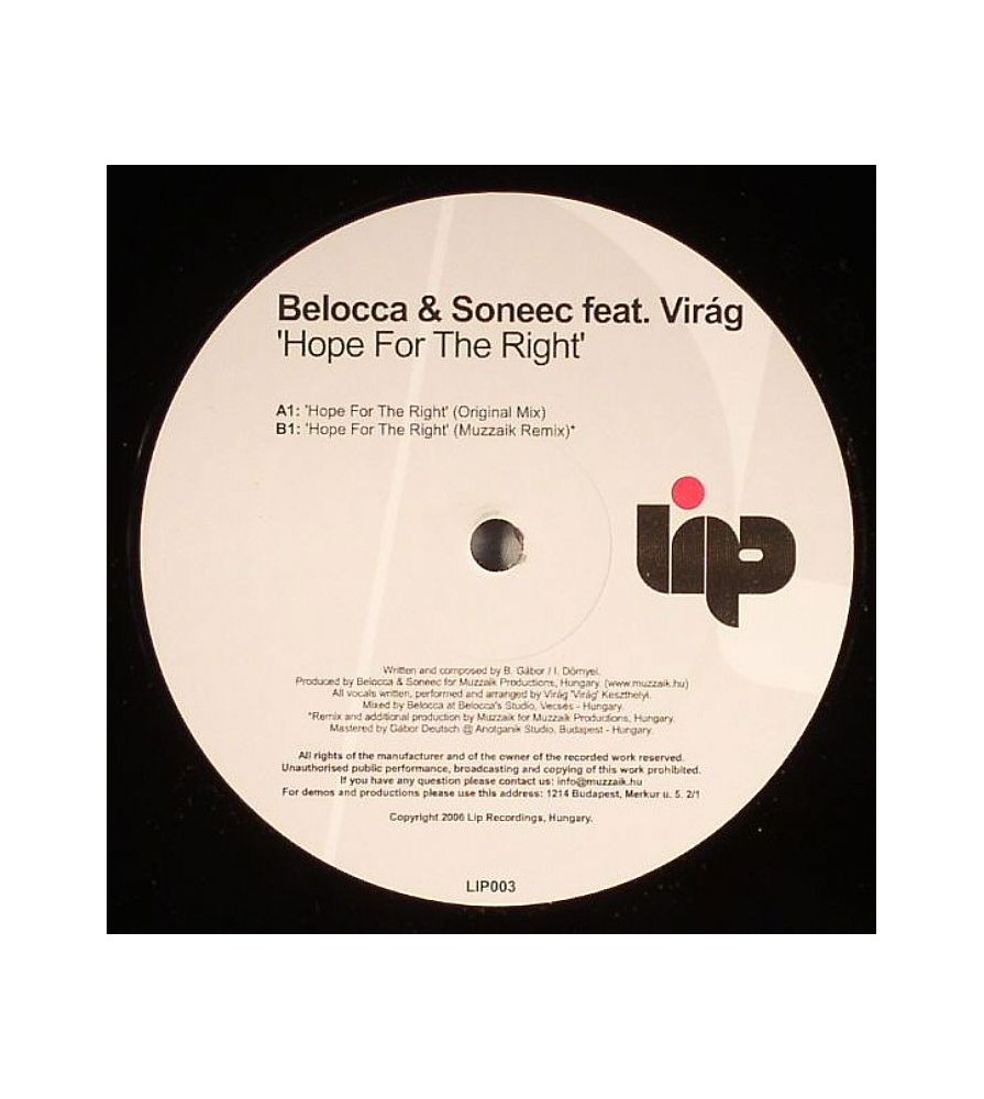 Belocca & Soneec ‎– Hope For The Right 