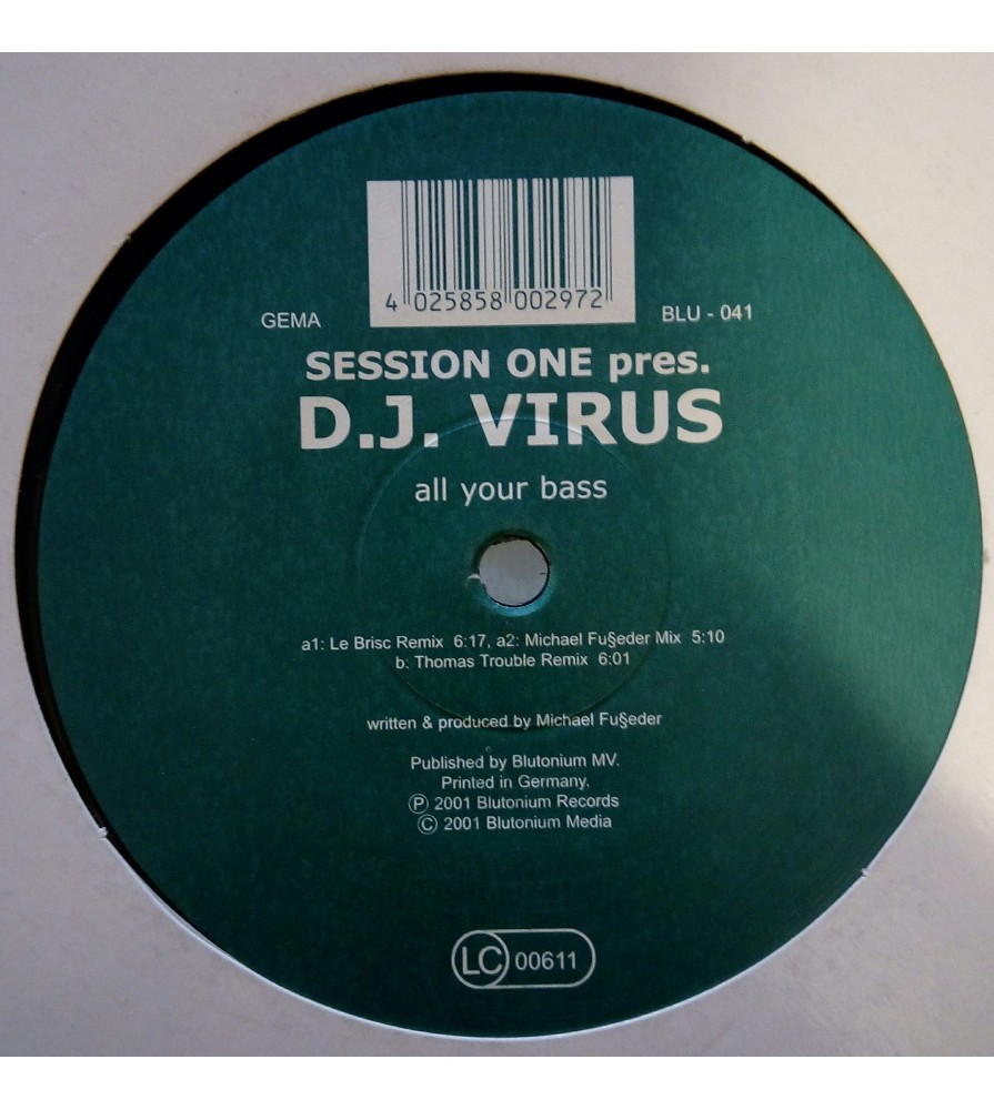 Session One Presents DJ V.I.R.U.S. ‎– All Your Bass ( Blutonium Records)