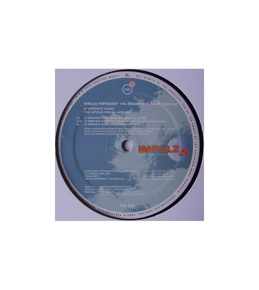 Misja Helsloot Vs Roland K Feat. Nicole ‎– A Different World