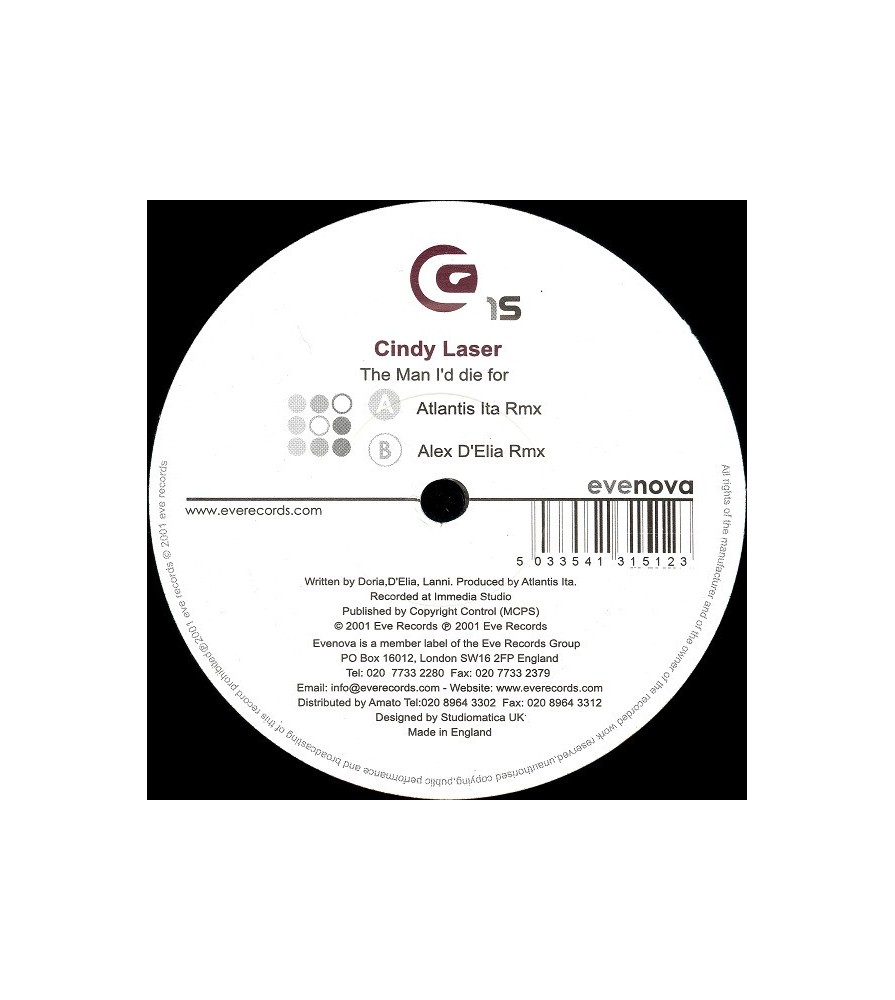 Cindy Laser ‎– The Man I'd Die For 