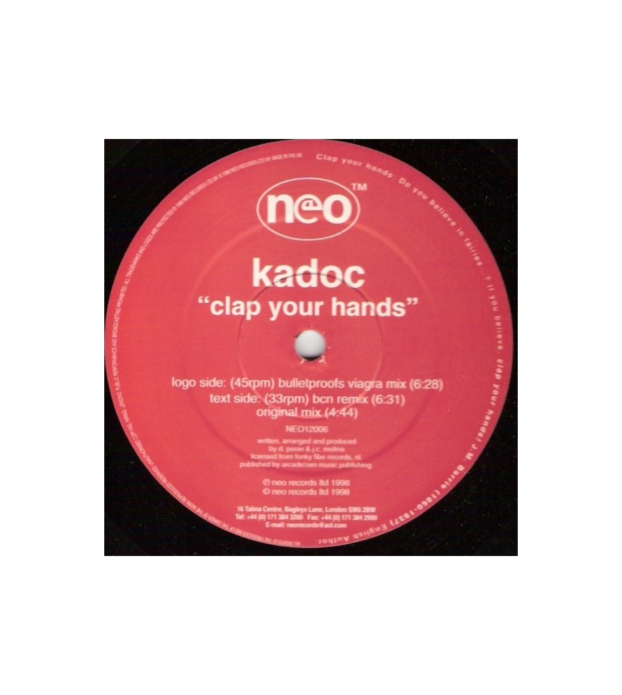 Kadoc – Clap Your Hands(2 MANO,COMO NUEVO)