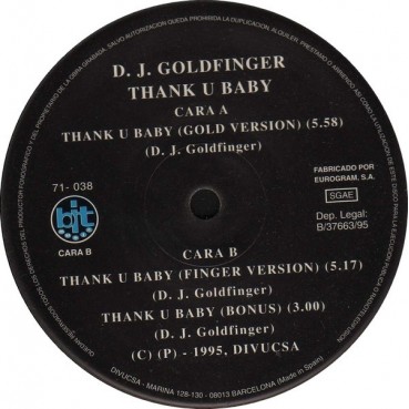 DJ Goldfinger  – Thank U Baby (2 MANO,BASE DEL 95)