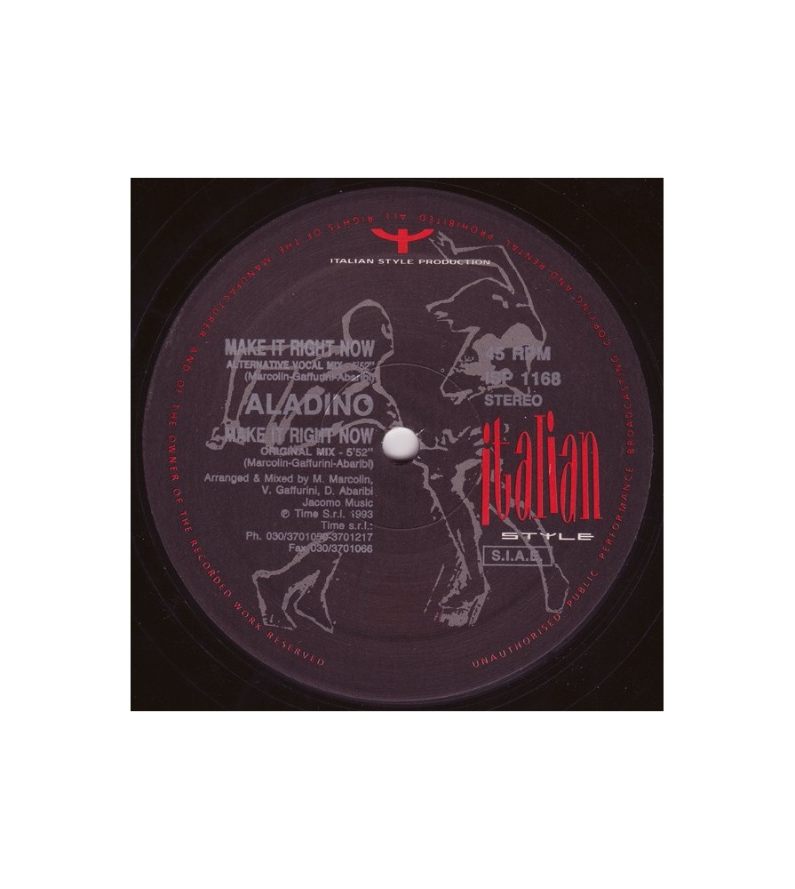 Aladino – Make It Right Now (2 MANO,CANTADITO REMEMBER SELLO ITALIAN STYLE¡¡)