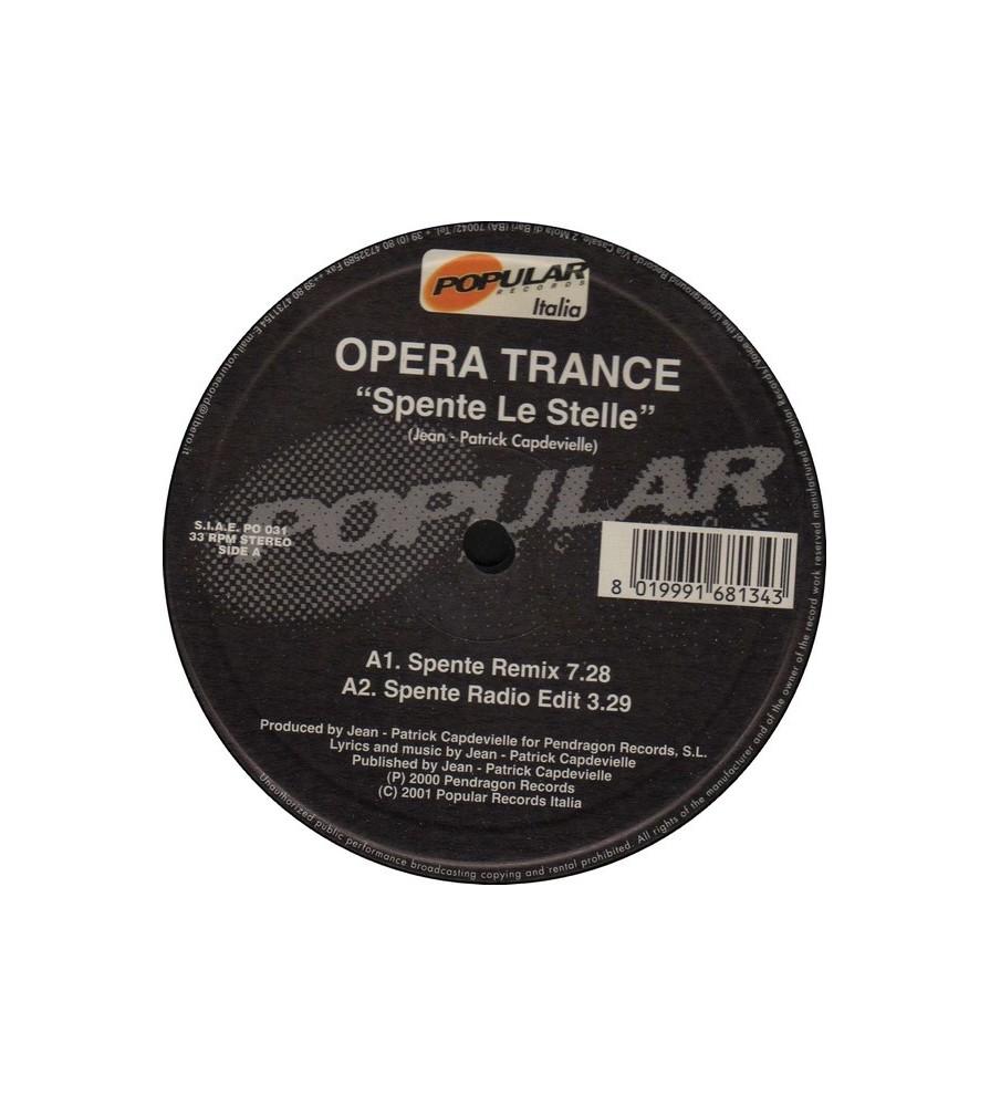 Opera Trance – Spente Le Stelle (2 MANO,JOYA¡¡¡ EDICIÓN AMERICANA¡¡)