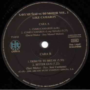 Xavi Muñoz & DJ. Motor – Like Camaron (2 MANO,CARA B MUY BUENA¡¡)