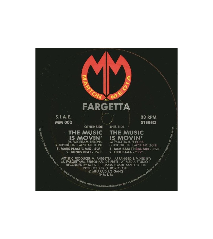 Fargetta – The Music Is Movin (2 MANO,COPIA IMPORT ITALIANA)