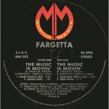 Fargetta – The Music Is Movin (2 MANO,COPIA IMPORT ITALIANA)