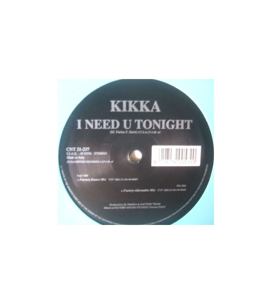 Kikka – I Need U Tonight (2 MANO,COPIA IMPORT¡¡)