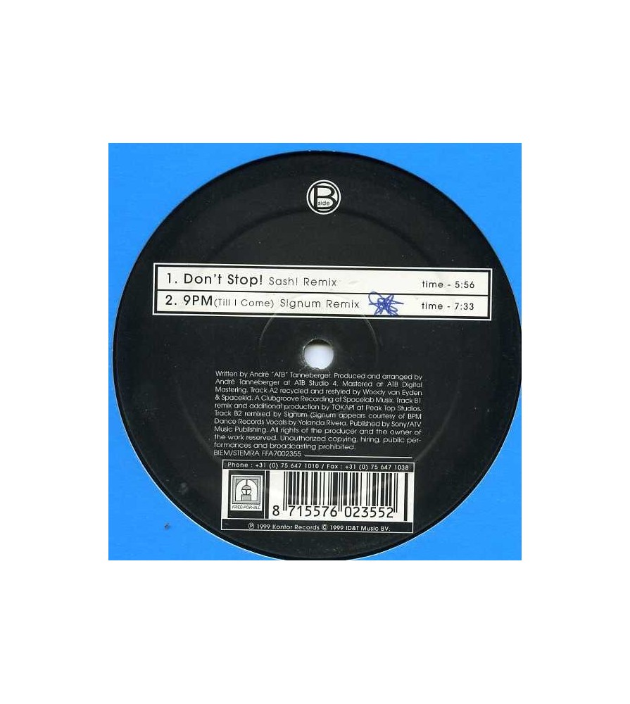 ATB – Don't Stop! (The Remixes) (2 MANO,INCLUYE REMIX SIGNUM¡¡)